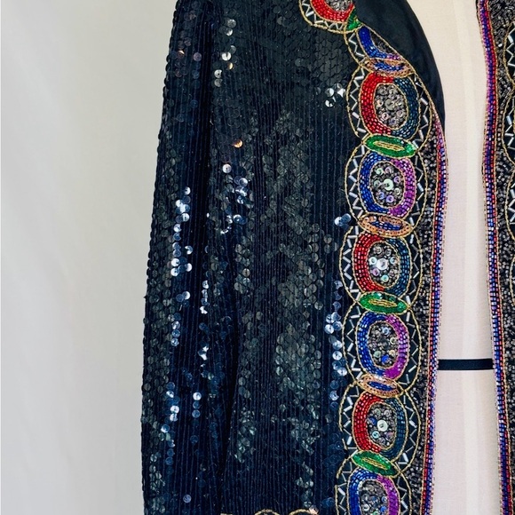 Embellished Black Jacket with Multicolor Accents - Picture 5 of 10